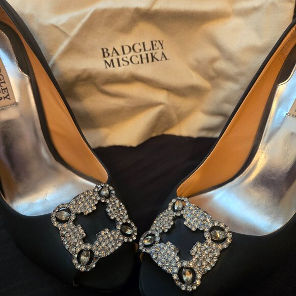 Badgley Mischka Black Open Toe Pump 8.5 - Picture 2 of 6